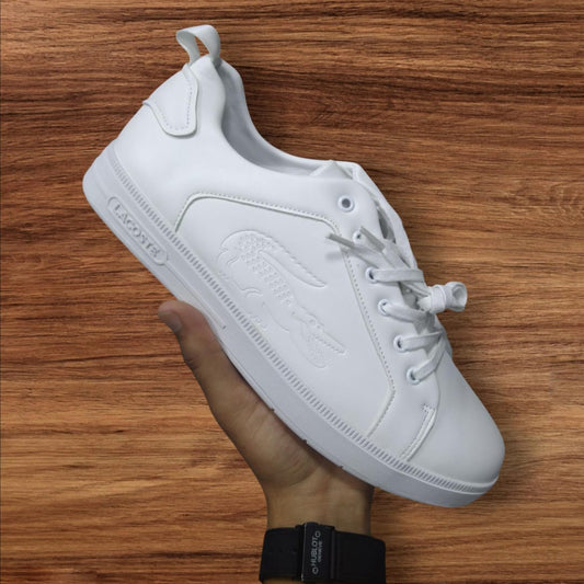 Lacoste Noir Elite – Embossed Leather Sneakers for a Bold Statement